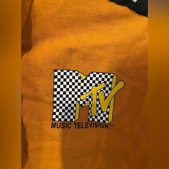MTV Pullover Sweatshirt 1/4 Zip medium Yellow I want my MTV long Sleeve Ribbon - Picture 3 of 5